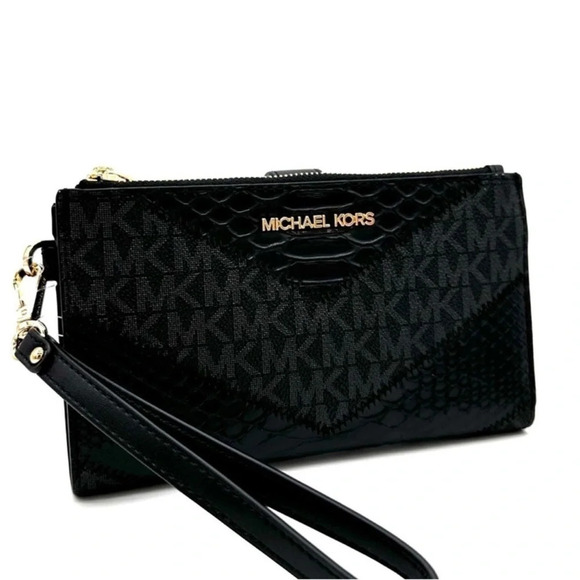 Michael Kors Large Double Zip Wallet Wristlet Black Multi - Picture 3 of 9